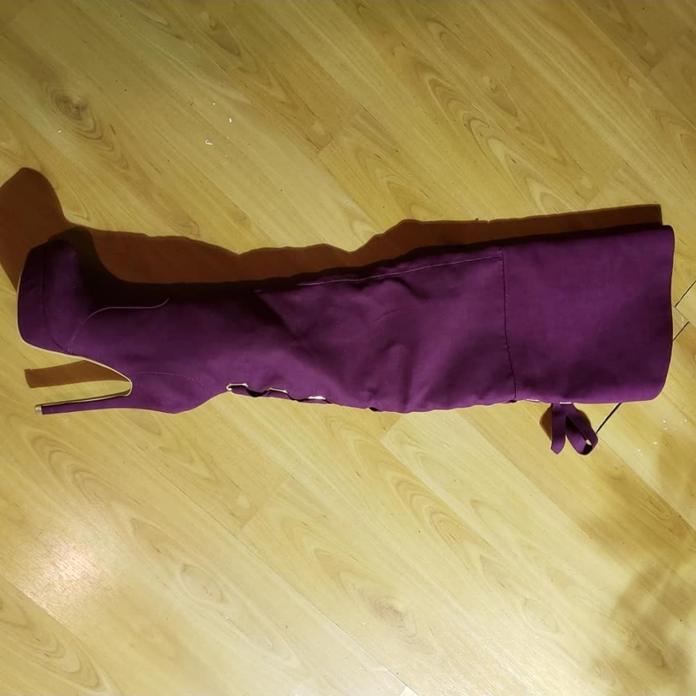 Burgundy JustFab Chic Purple Heeled Boots